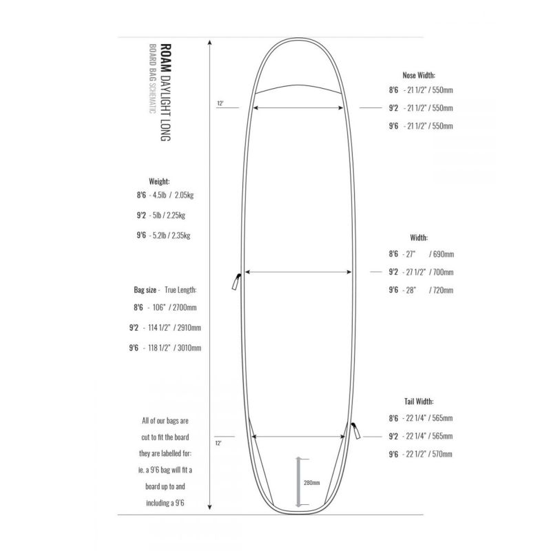 ROAM Boardbag Surfboard Daylight Long PLUS 9.2